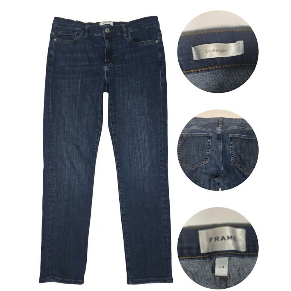 FRAME Le Garcon Jeans Womens 29 Slim Boyfriend Dark Wash Stretch Denim LGJ865